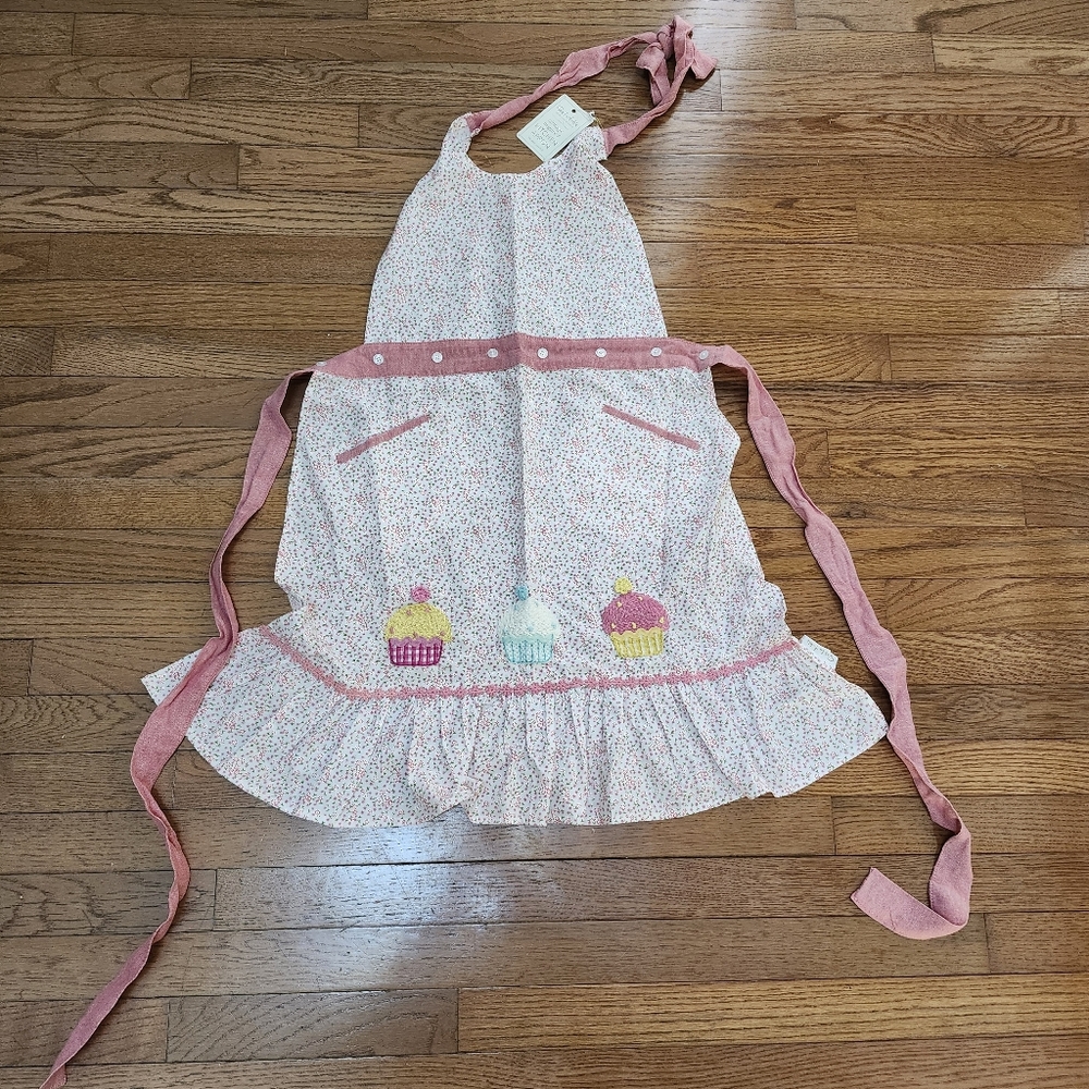 Sur La Table Fall whimsical cupcake embroidered women's Smock Apron - New sz 2-8